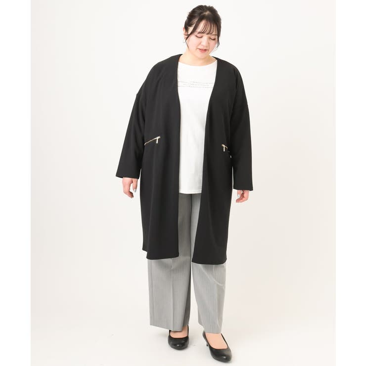 【大きいサイズ】カットジョーゼットロングアウター | eur3 | 詳細画像19 