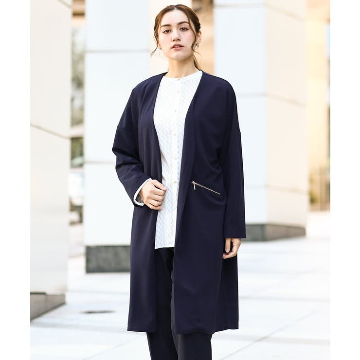 【大きいサイズ】カットジョーゼットロングアウター | eur3 | 詳細画像2 