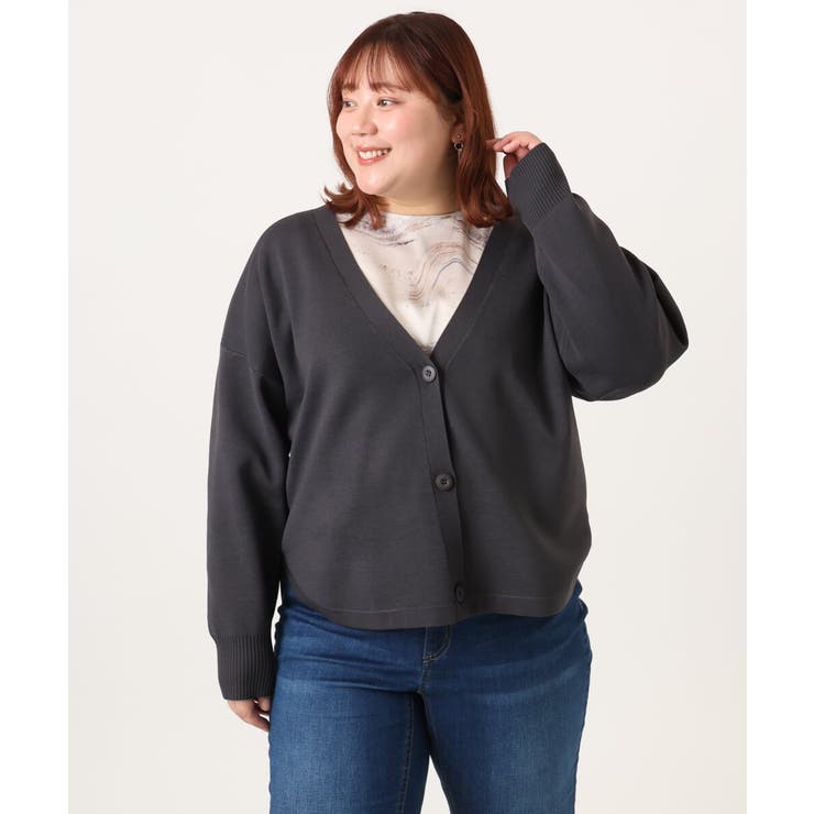 【大きいサイズ/洗える】カーブヘムボクシーカーディガン | eur3 | 詳細画像16 