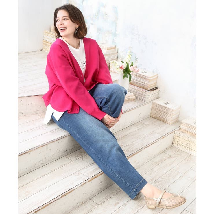 【大きいサイズ/洗える】カーブヘムボクシーカーディガン | eur3 | 詳細画像2 