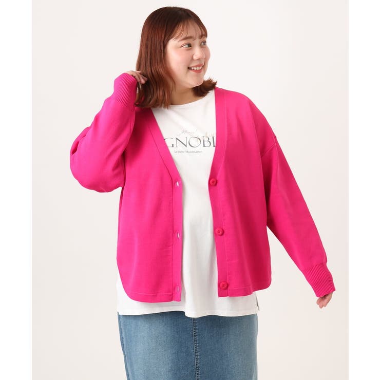 【大きいサイズ/洗える】カーブヘムボクシーカーディガン | eur3 | 詳細画像4 