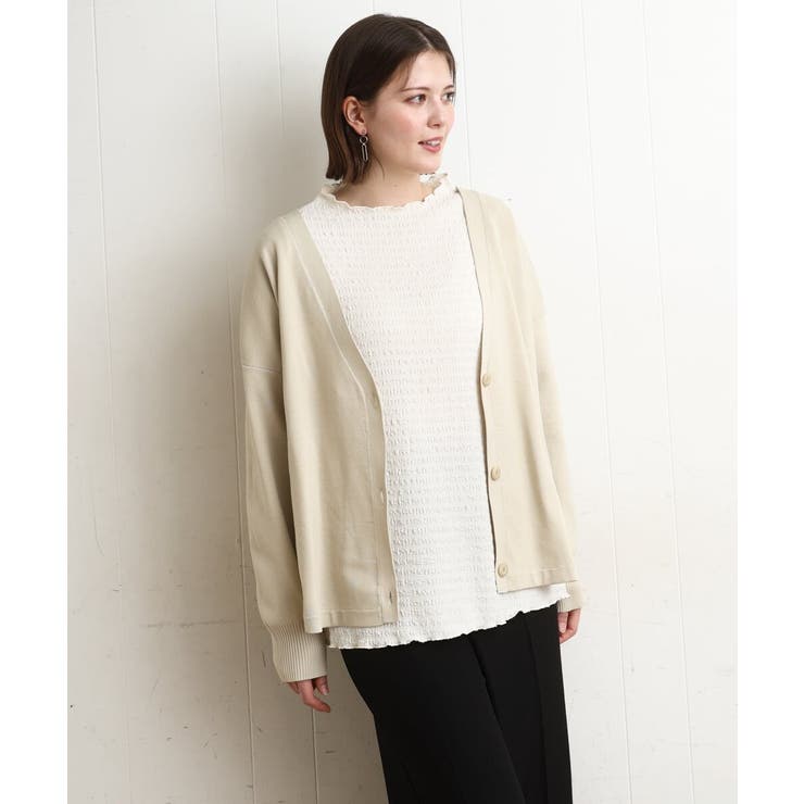 【大きいサイズ/洗える】カーブヘムボクシーカーディガン | eur3 | 詳細画像8 