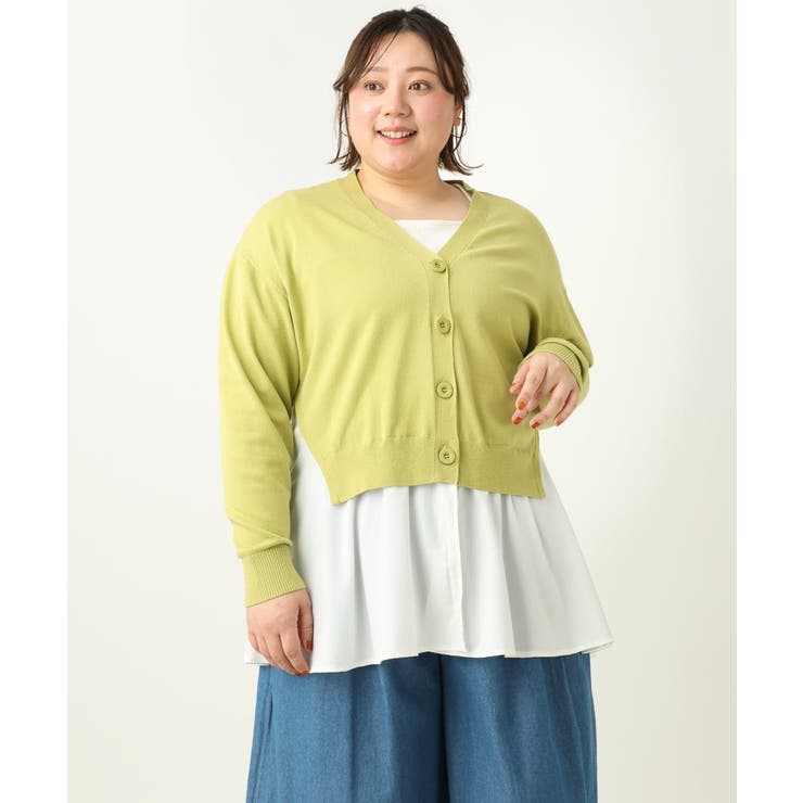 【大きいサイズ】異素材コンビカーディガン | eur3 | 詳細画像11 