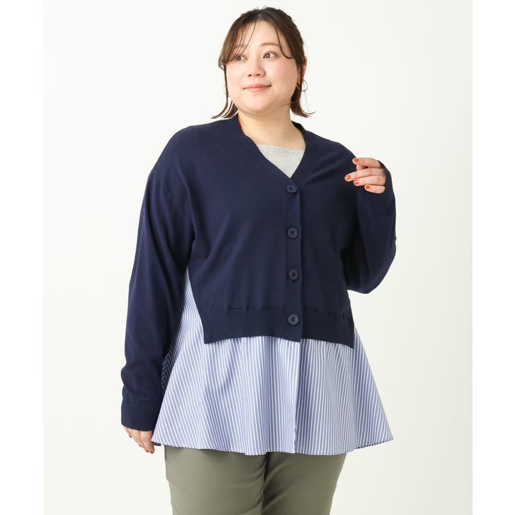 【大きいサイズ】異素材コンビカーディガン | eur3 | 詳細画像20 