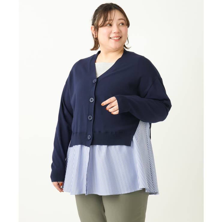 【大きいサイズ】異素材コンビカーディガン | eur3 | 詳細画像21 