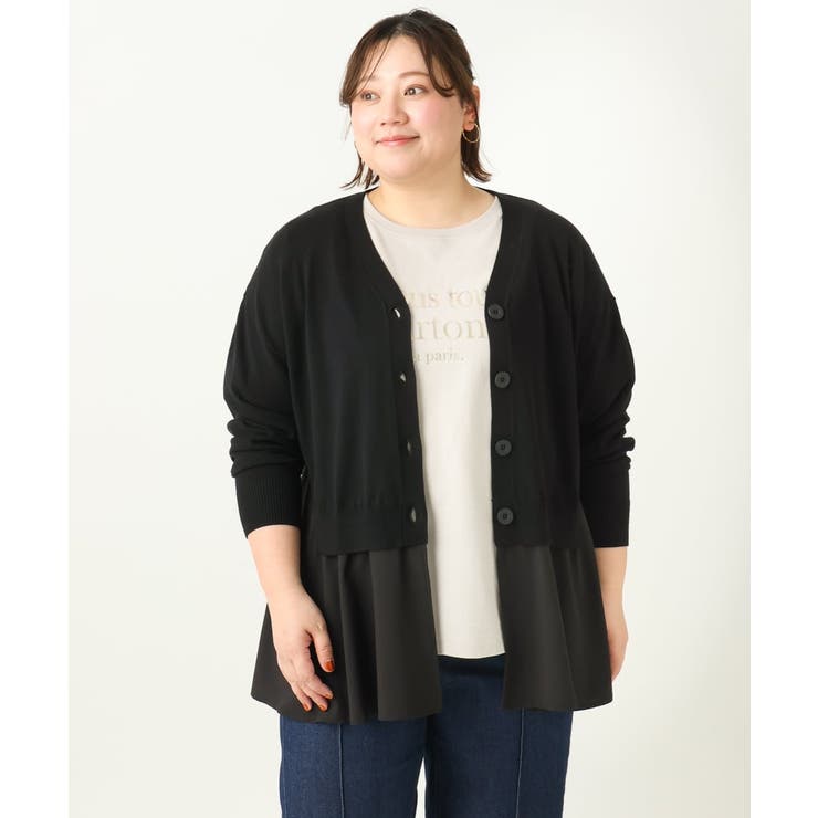 【大きいサイズ】異素材コンビカーディガン | eur3 | 詳細画像26 