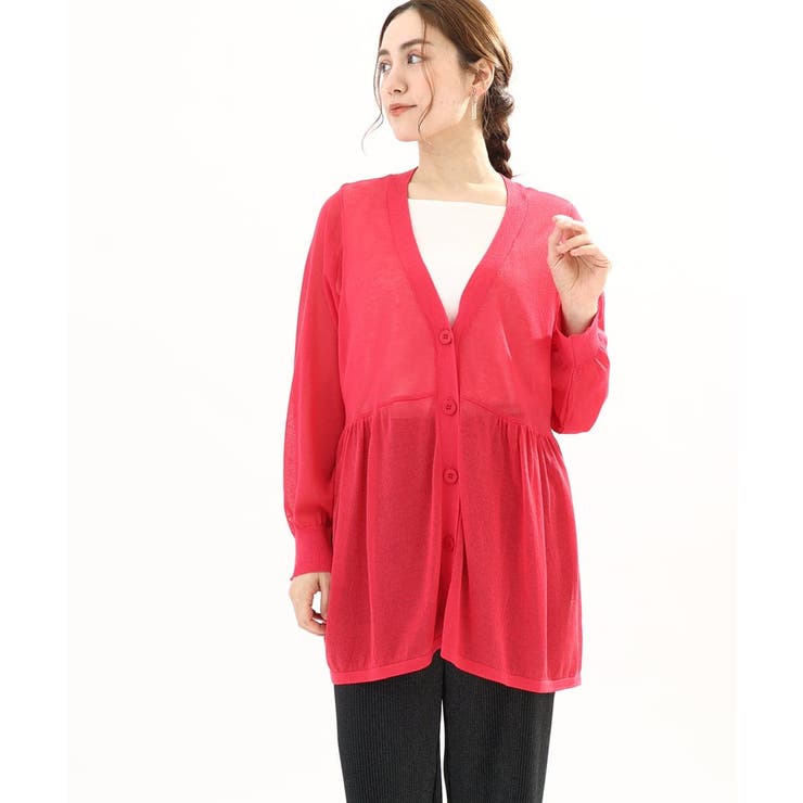 【大きいサイズ】シアーペプラムカーディガン | eur3 | 詳細画像1 