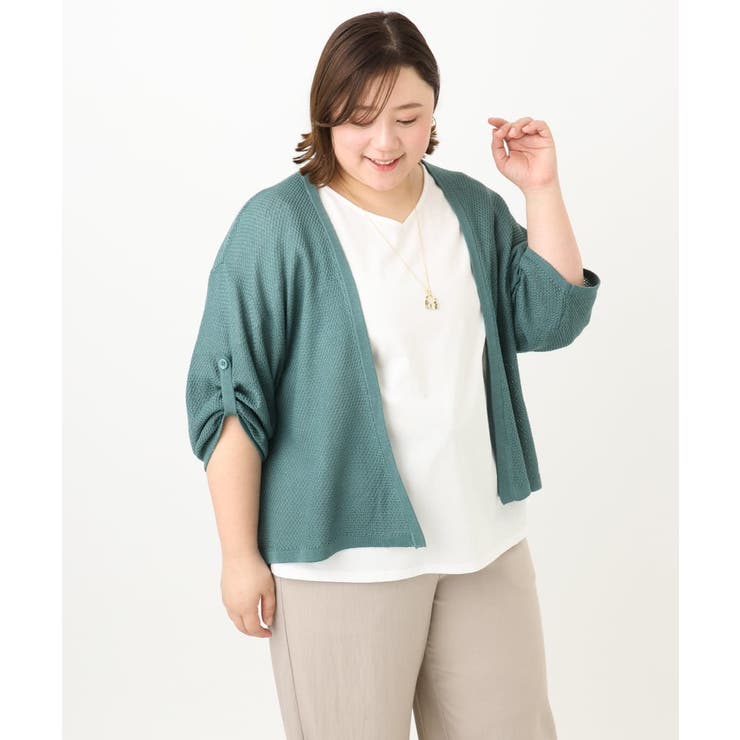【大きいサイズ】麻タッチトッパーカーディガン | eur3 | 詳細画像4 
