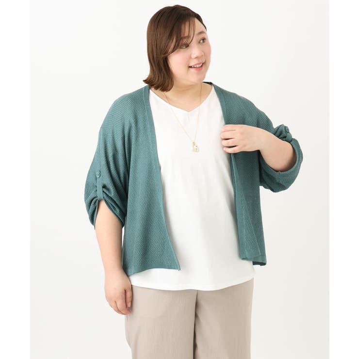 【大きいサイズ】麻タッチトッパーカーディガン | eur3 | 詳細画像5 