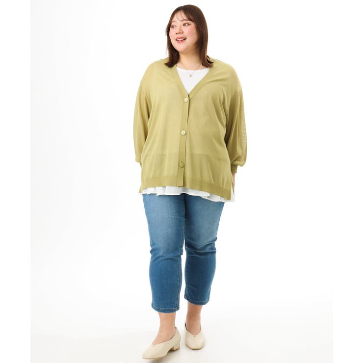【大きいサイズ/接触冷感】Vネックシア―カーディガン | eur3 | 詳細画像9 