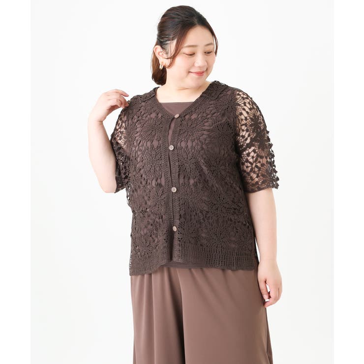 【大きいサイズ】クロシェ風カーディガン | eur3 | 詳細画像13 