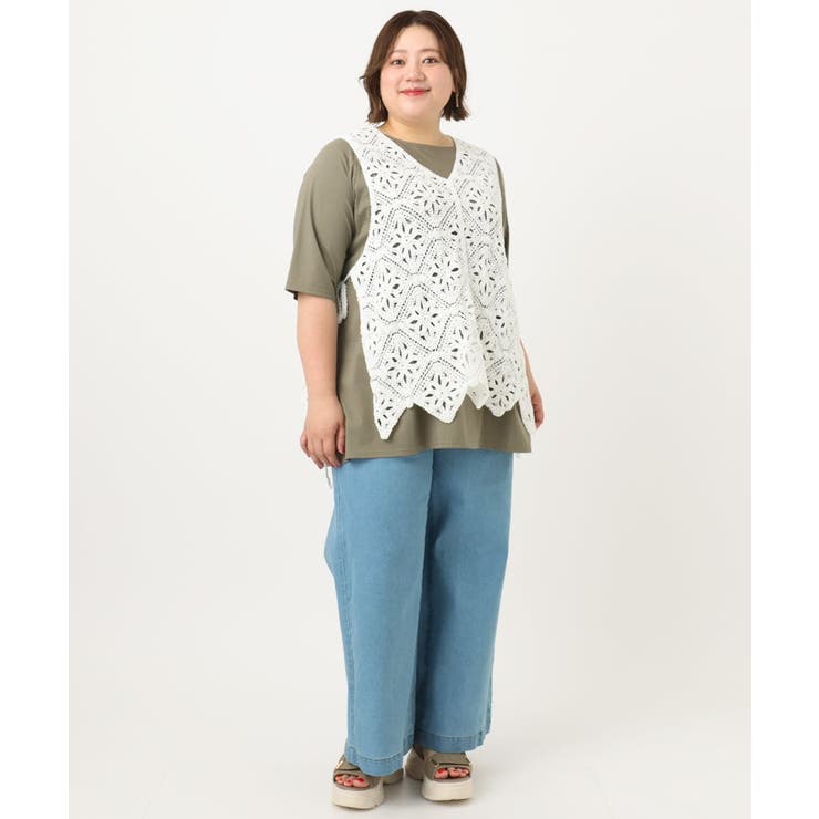 【大きいサイズ】クロシェ風ベスト | eur3 | 詳細画像12 