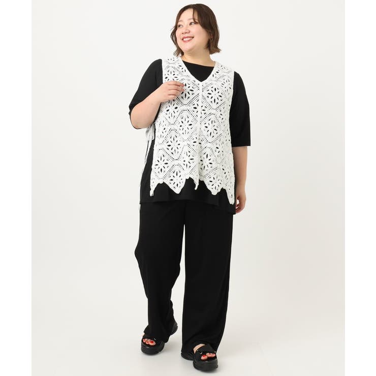 【大きいサイズ】クロシェ風ベスト | eur3 | 詳細画像14 