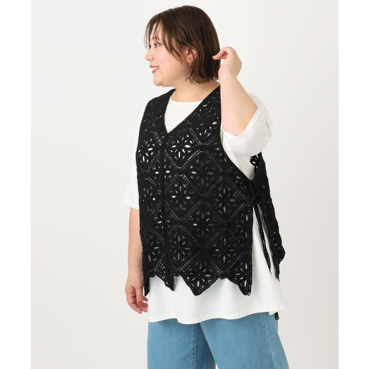 【大きいサイズ】クロシェ風ベスト | eur3 | 詳細画像21 