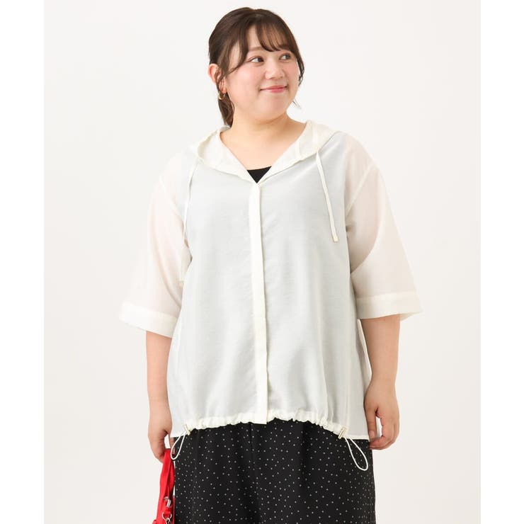 【大きいサイズ／接触冷感】シア―フーディブラウス | eur3 | 詳細画像33 