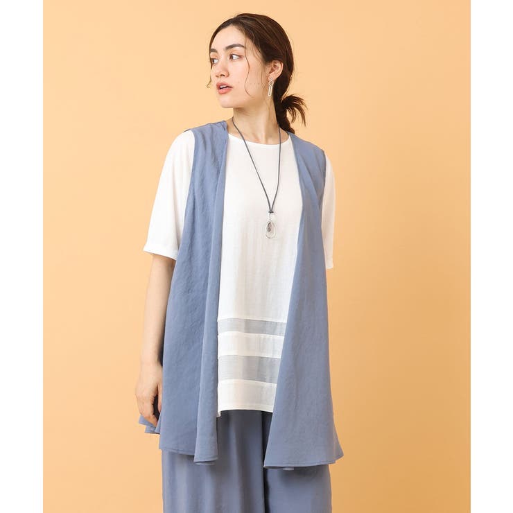 ブルー(55) | 【大きいサイズ/セットアップ対応可】シアーヴィンテージイレヘムジレ | eur3