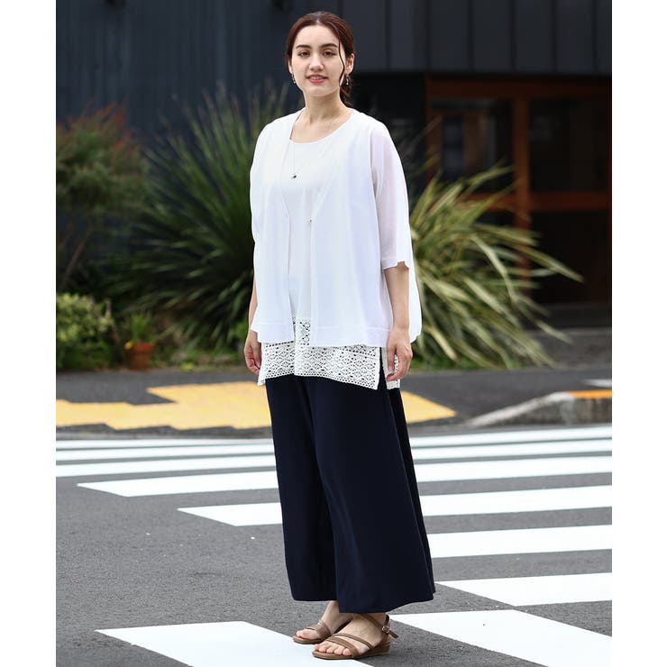 【大きいサイズ】ハーフスリーブコンビカーディガン | eur3 | 詳細画像13 