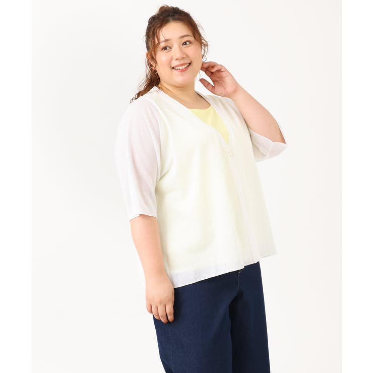 【大きいサイズ】ハーフスリーブコンビカーディガン | eur3 | 詳細画像17 