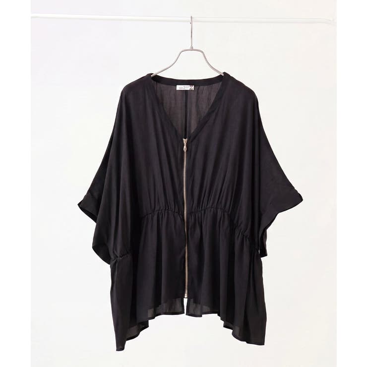 ブラック | 【大きいサイズ/LAVEANGE×eur3】フロントファスナーシア―ブルゾン | eur3