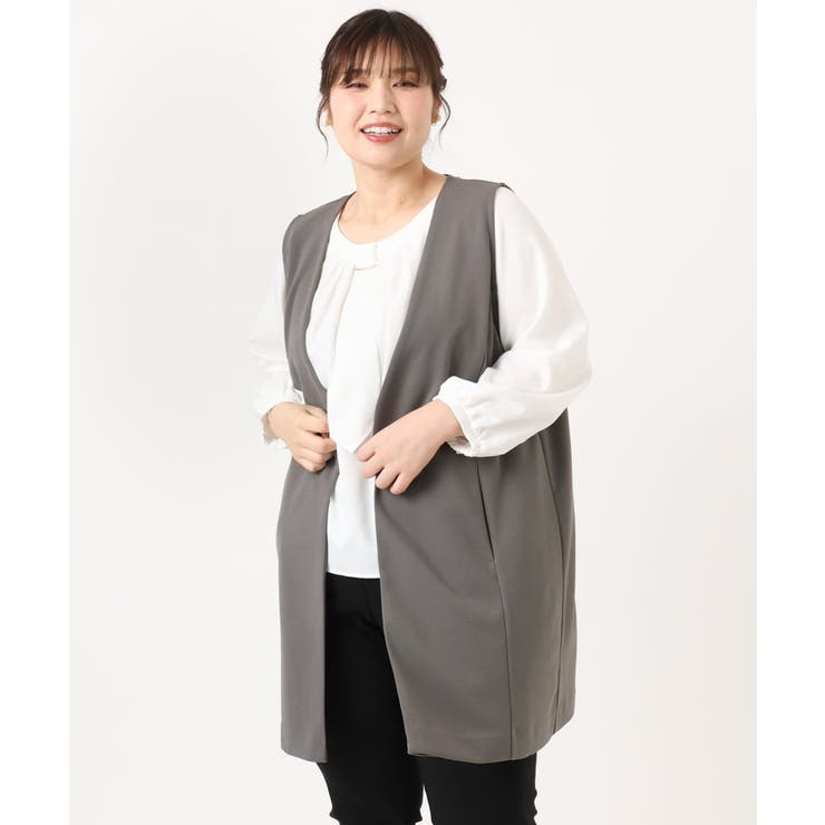 【大きいサイズ】カットジョーゼットジレ | eur3 | 詳細画像3 