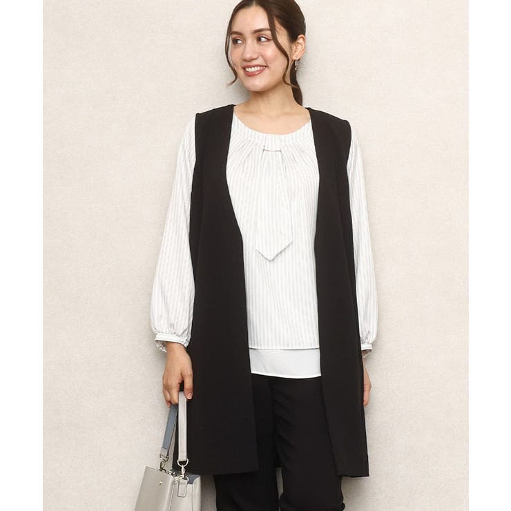 ブラック(94) | 【大きいサイズ】カットジョーゼットジレ | eur3