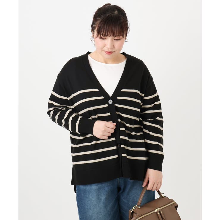 アイボリー(80) | 【大きいサイズ/洗える】Vネックカーディガン | eur3