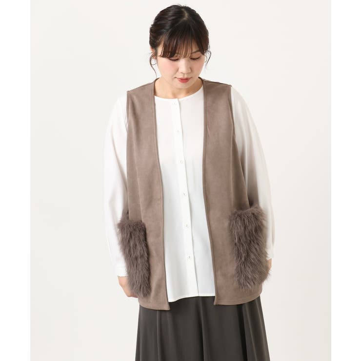 【大きいサイズ】ファーポケットベスト | eur3 | 詳細画像7 