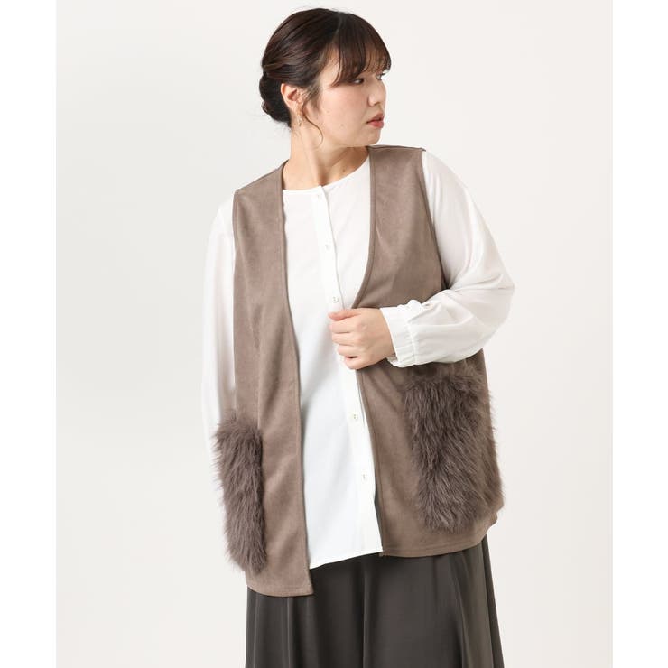 【大きいサイズ】ファーポケットベスト | eur3 | 詳細画像9 
