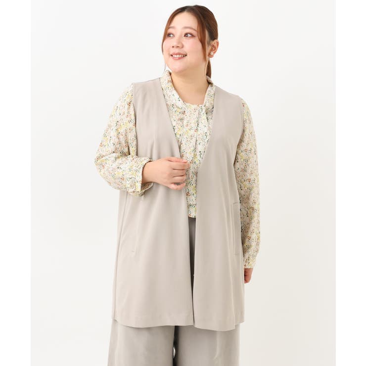 【大きいサイズ】カットジョーゼットVネックジレ | eur3 | 詳細画像5 