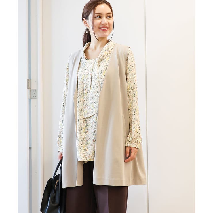 グレージュ(89) | 【大きいサイズ】カットジョーゼットVネックジレ | eur3