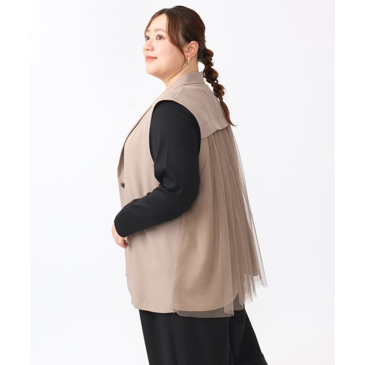 【大きいサイズ】バックチュールジレジャケット 楽天市場】【大きいサイズ】バックチュールジレジャケット