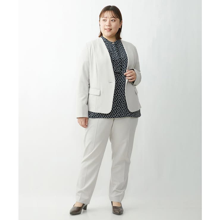 【大きいサイズ/11号サイズあり】Wクロスストレッチノーカラージャケット | eur3 | 詳細画像20 