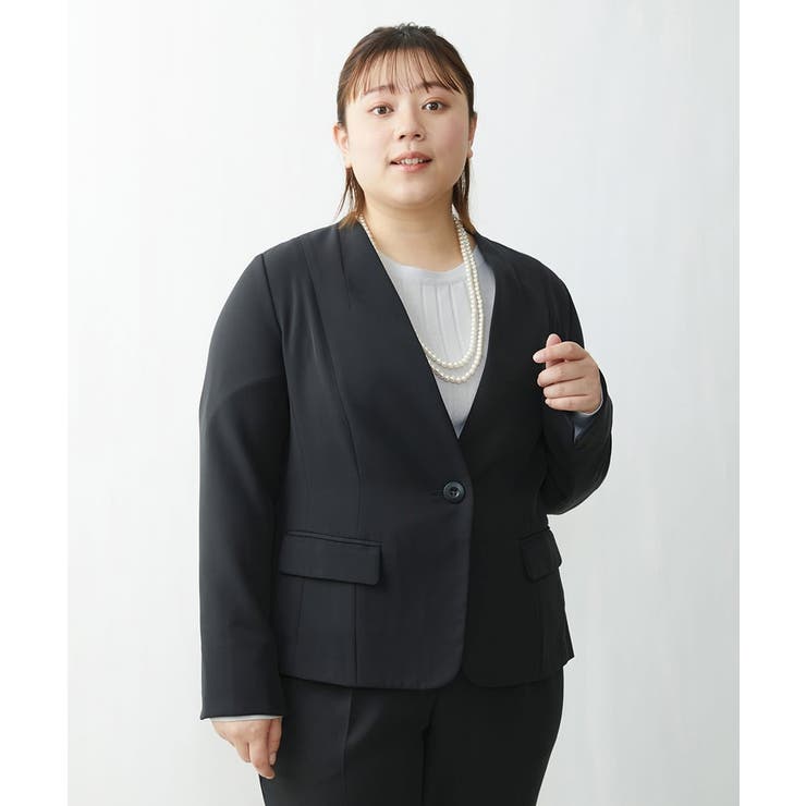 【大きいサイズ/11号サイズあり】Wクロスストレッチノーカラージャケット | eur3 | 詳細画像28 