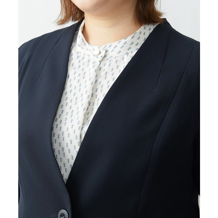 【大きいサイズ/11号サイズあり】Wクロスストレッチノーカラージャケット | eur3 | 詳細画像6 