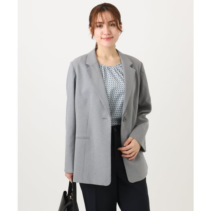 グレー | 【大きいサイズ 11号サイズあり セットアップ対応】ストレッチテーラードジャケッ… | eur3