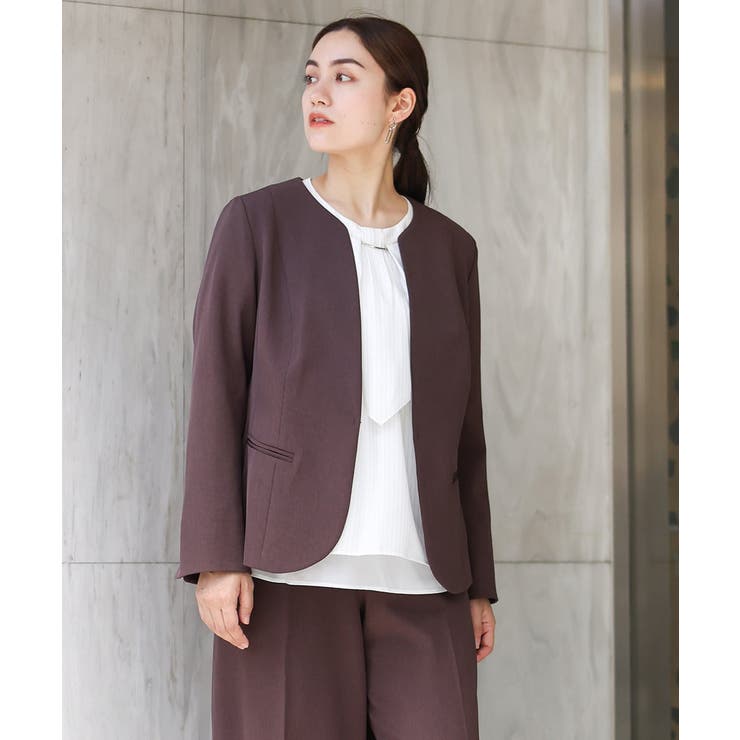 ダークブラウン(87) | メランジドライノーカラージャケット | eur3