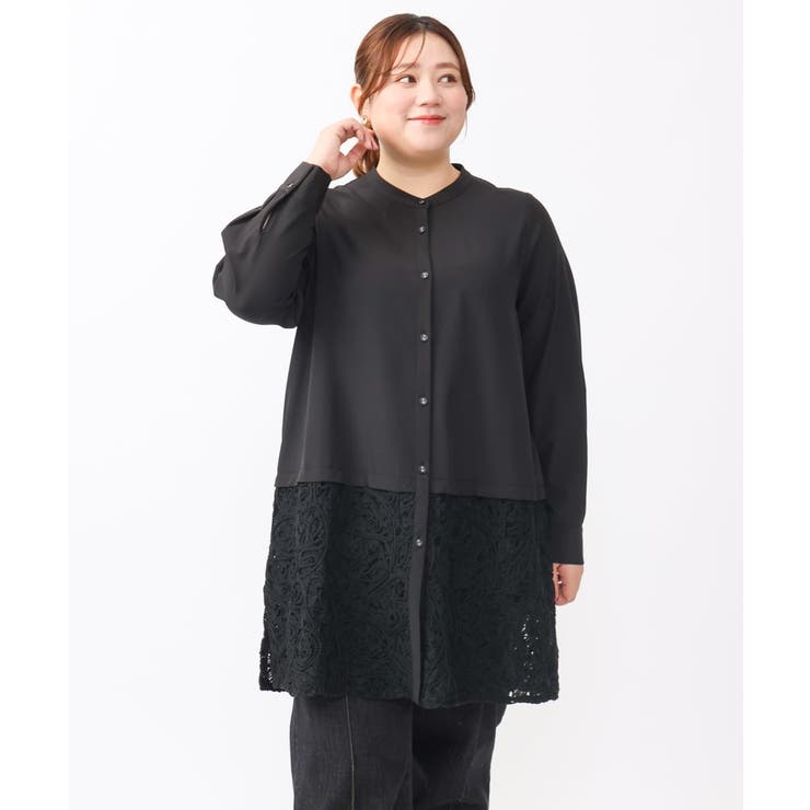 【大きいサイズ】レースコンビシャツチュニック | eur3 | 詳細画像11 