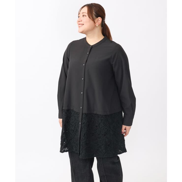 【大きいサイズ】レースコンビシャツチュニック | eur3 | 詳細画像12 