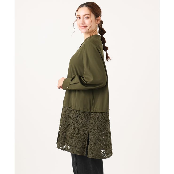 【大きいサイズ】レースコンビシャツチュニック | eur3 | 詳細画像2 
