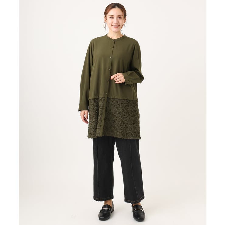 【大きいサイズ】レースコンビシャツチュニック | eur3 | 詳細画像3 