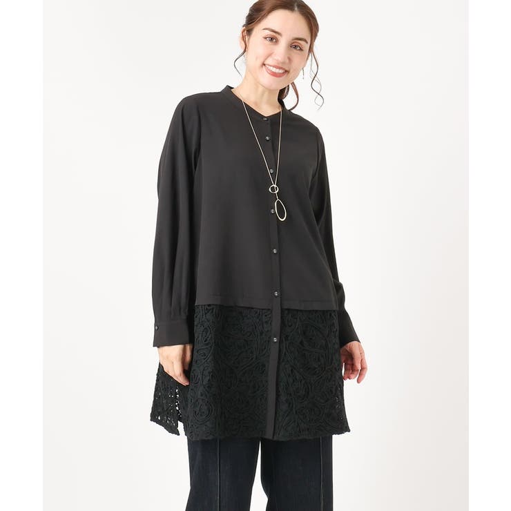 【大きいサイズ】レースコンビシャツチュニック | eur3 | 詳細画像7 