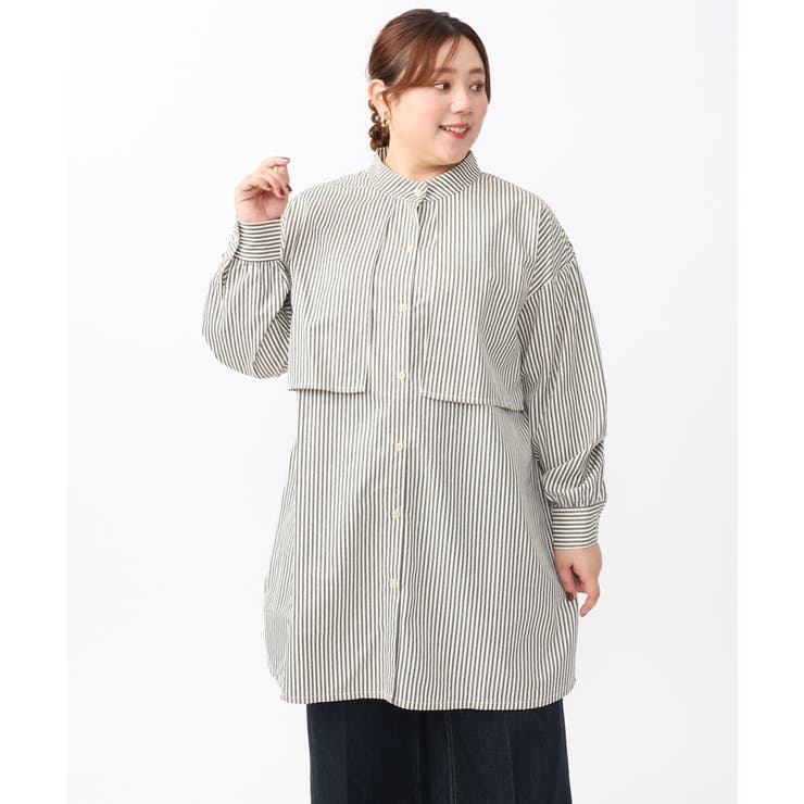 【大きいサイズ/soso×eur3】ケープ風ストライプシャツ | eur3 | 詳細画像17 