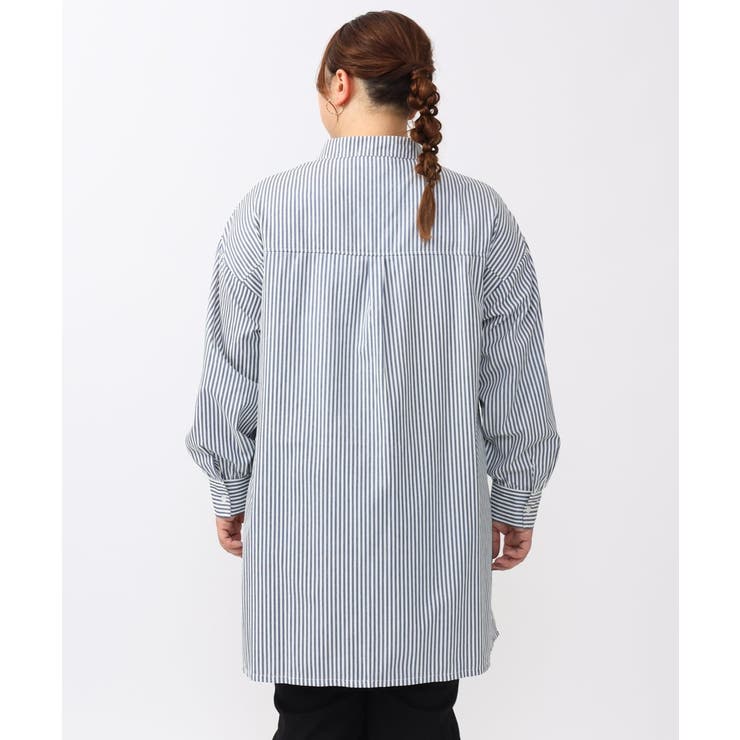 【大きいサイズ/soso×eur3】ケープ風ストライプシャツ | eur3 | 詳細画像5 