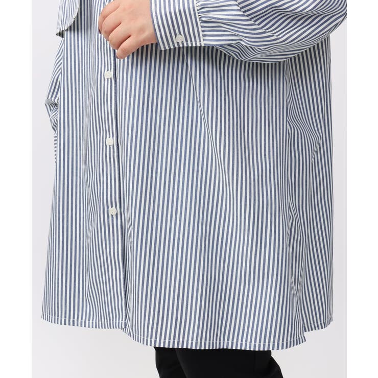 【大きいサイズ/soso×eur3】ケープ風ストライプシャツ | eur3 | 詳細画像9 
