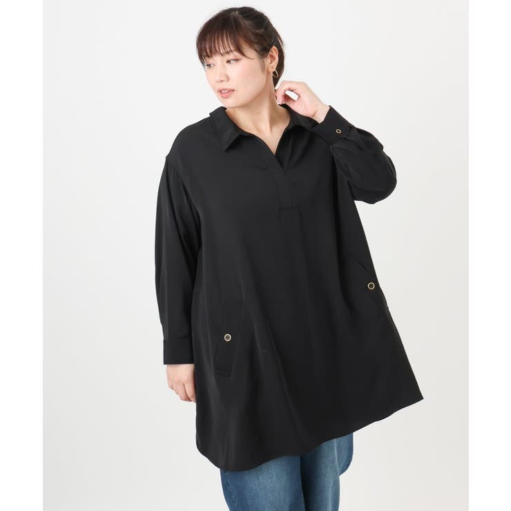 ブラック(94) | 【大きいサイズ】シャツチュニック | eur3