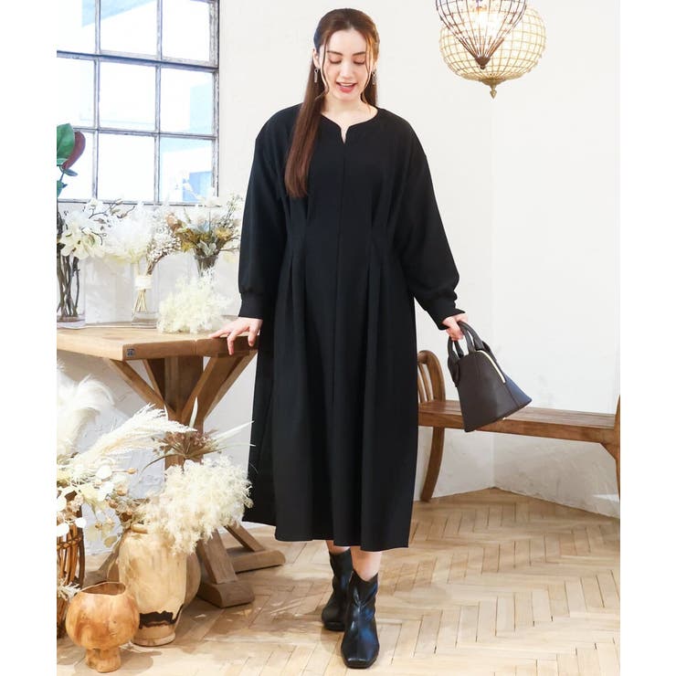 【大きいサイズ/LAVEANGE×eur3】タックジャージーワンピース | eur3 | 詳細画像16 