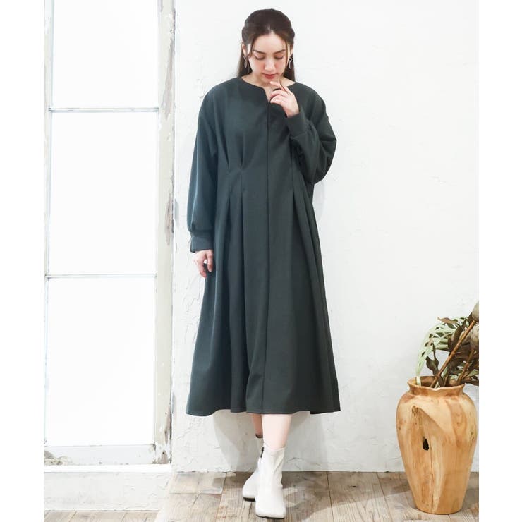 【大きいサイズ/LAVEANGE×eur3】タックジャージーワンピース | eur3 | 詳細画像2 