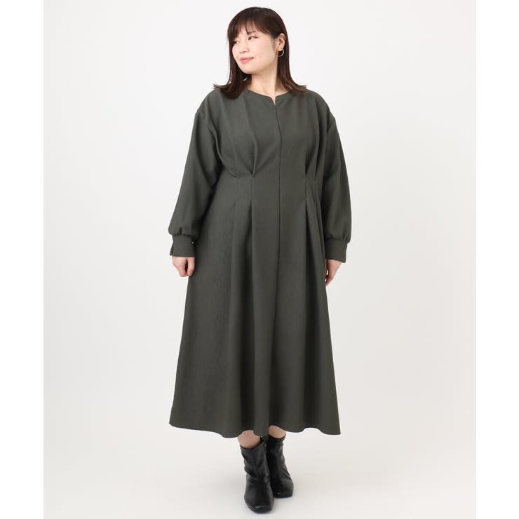 【大きいサイズ/LAVEANGE×eur3】タックジャージーワンピース | eur3 | 詳細画像6 