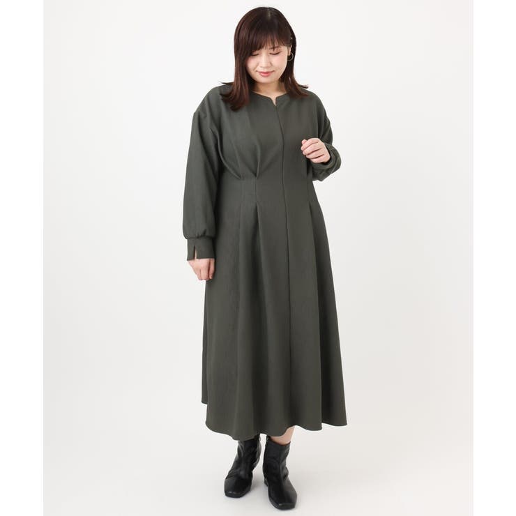 【大きいサイズ/LAVEANGE×eur3】タックジャージーワンピース | eur3 | 詳細画像7 