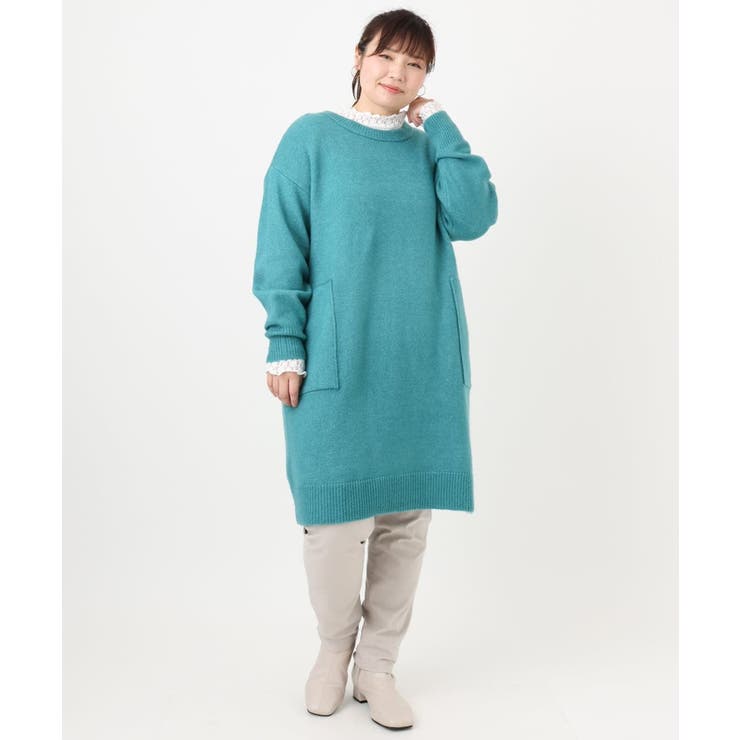 【大きいサイズ LAVEANGE×eur3】アンゴラタッチニットチュニックワンピ… | eur3 | 詳細画像14 